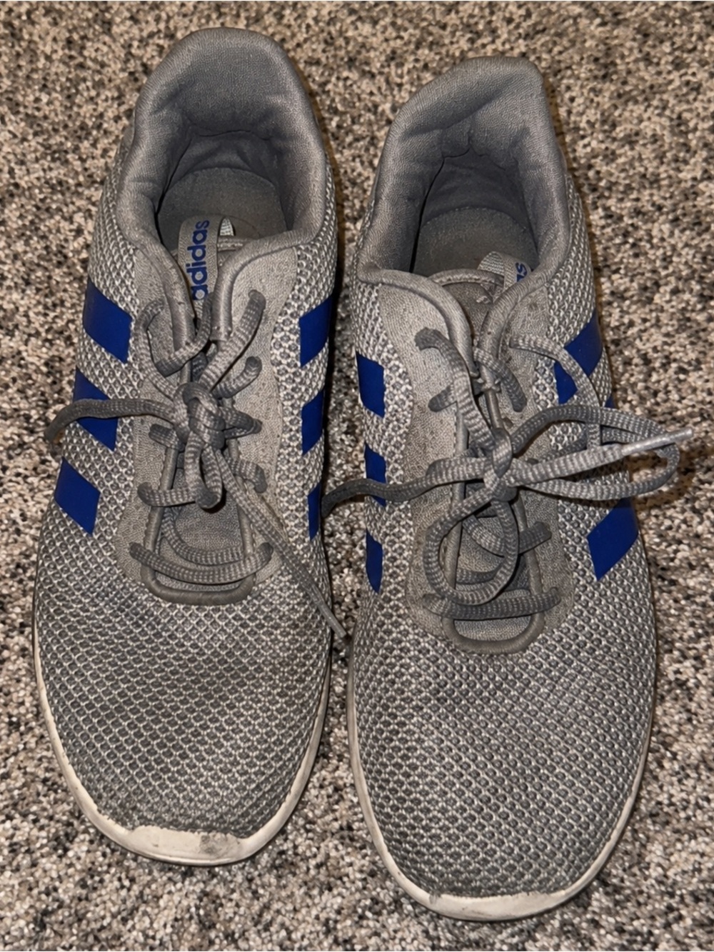 Adidas Lite Racer Gray Blue Mesh Running Sneakers Men’s Size 10.5